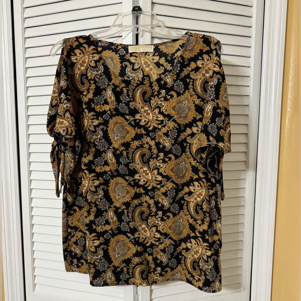 Michael Kors Paisley Top with Keyhole Sleeve